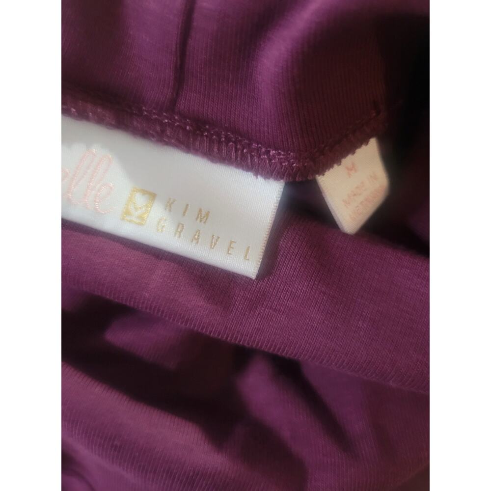 Belle Kim Gravel Med Italian Plum Tripleluxe MicroRibbed Turtleneck A666954 NWOT - Picture 5 of 8